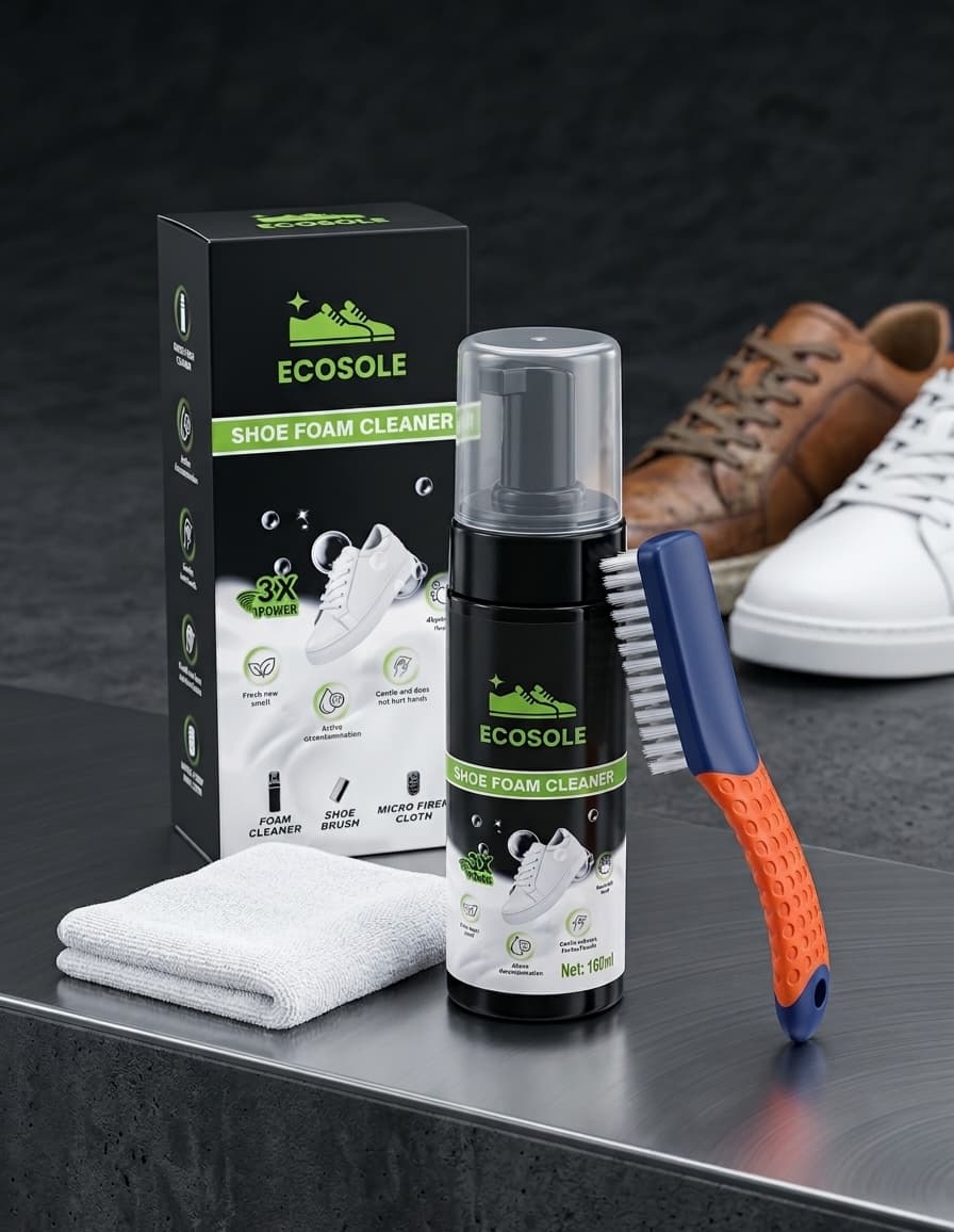 ECOSOLE shoe foam cleaner with brush and shoe care kit